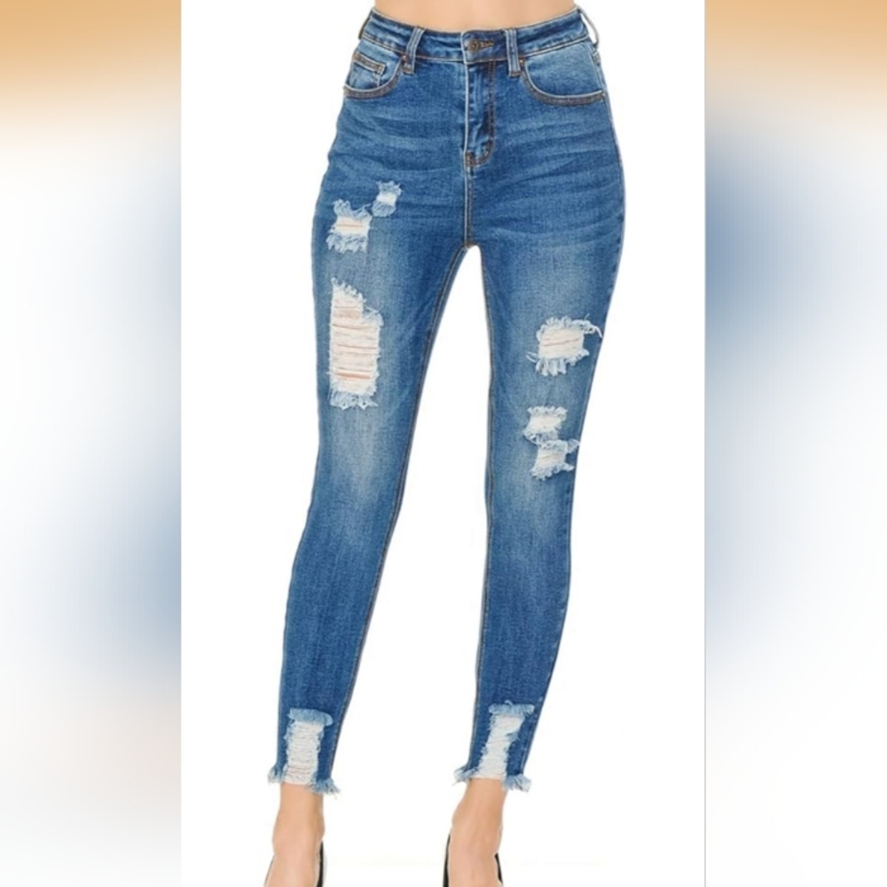 WAX JEAN Vintage-Inspired Ankle Skinny Jeans With Hem Destruction Size 3/26